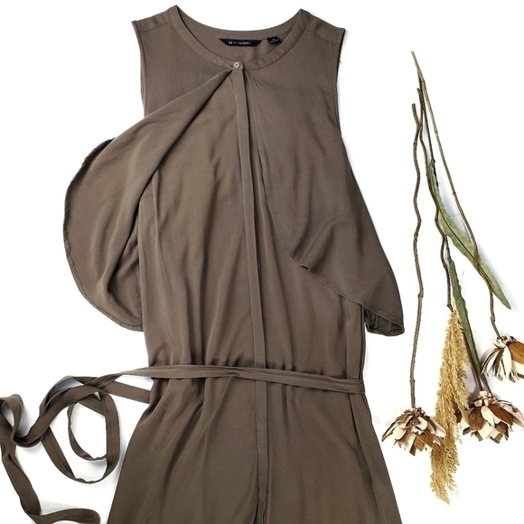 H by Halston  Brown Olive Belted Maxi Dress 14 - Picture 15 of 15